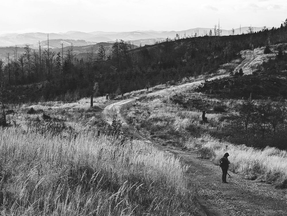 Turistka pod Velkým Polomem