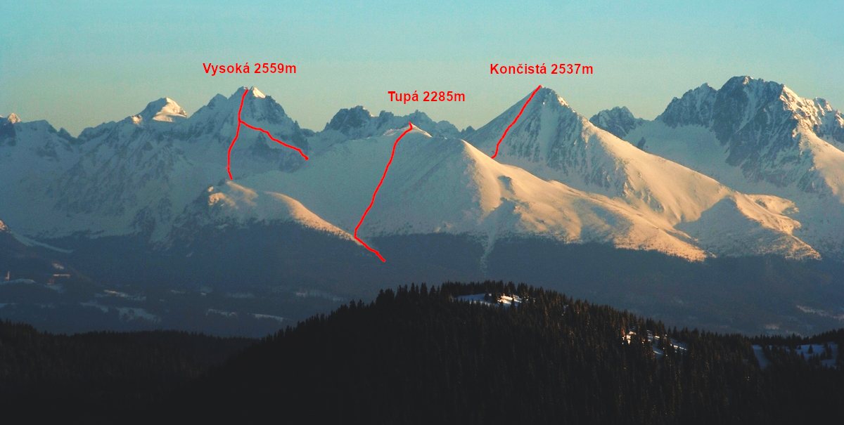 Pohled z Nízkých tater. Je vidět krásný sjezd z Tupé.