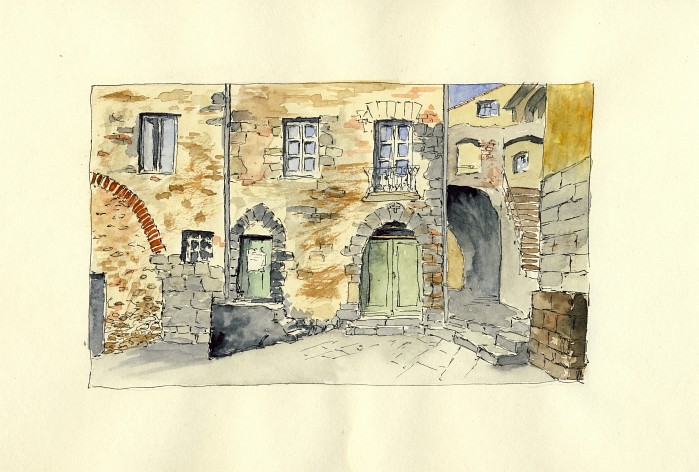 Itálie, můj první akvarel