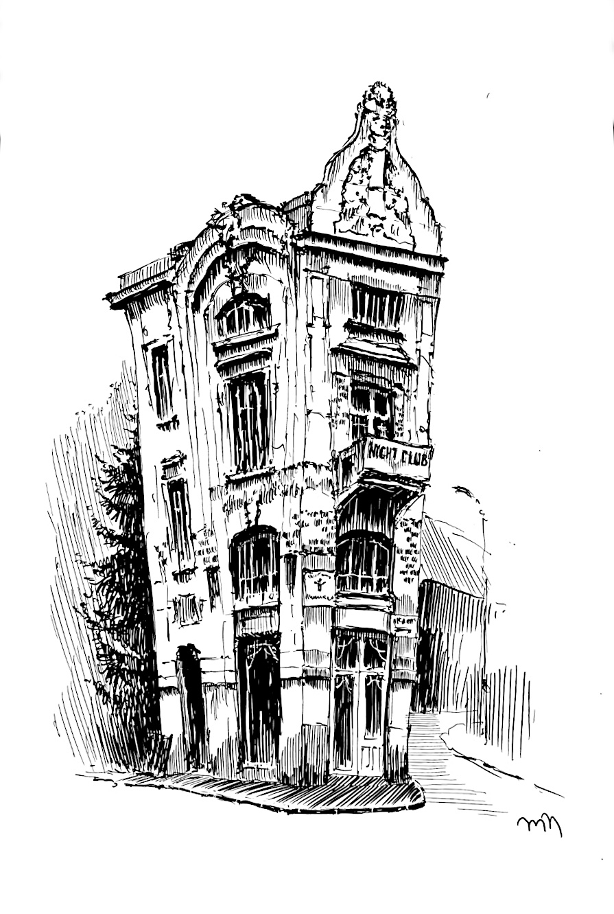 Dům stával v Děčíně, na fotce Jaroslava Kučery jsem našel popis Cikánský Night Club.