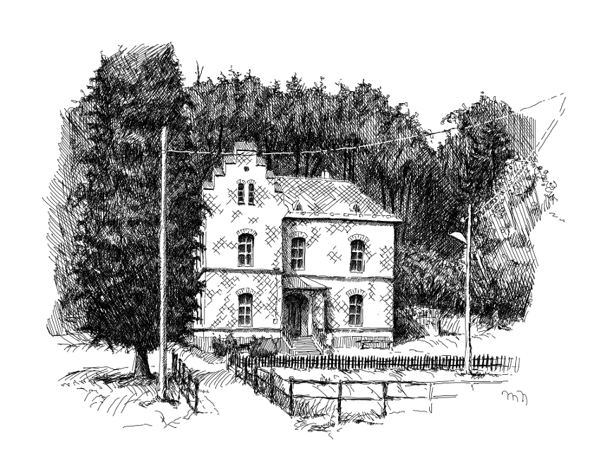 Fara u kostelíka v zapadlé sudetské vesničce Travná v Rychlebských horách.