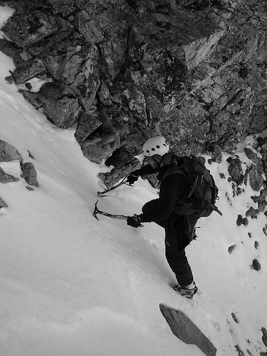 Free solo prvním žlabem na Tupou