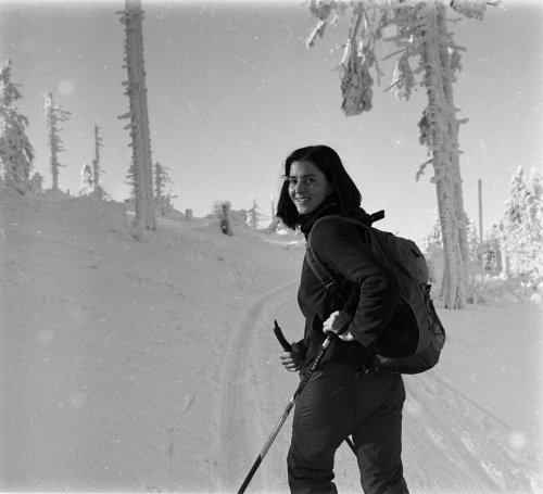 Market poprvé na skialpech cestou na Sněžník