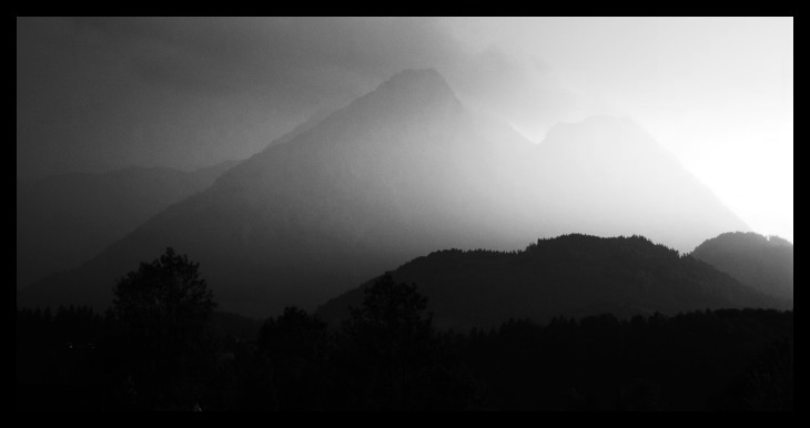 První večer a pohled na Dachstein