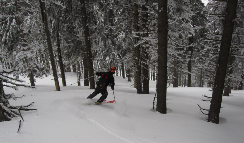 Synek ve sjezdu ze Saša peaku