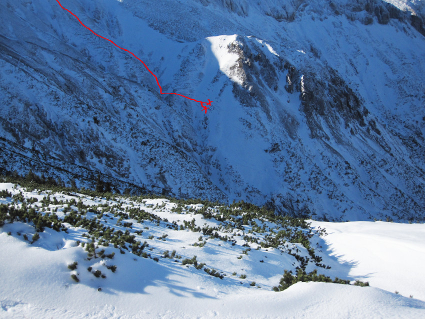 ... se nepovedl, všude led, báli jsme se ... a tak jsme se otočili a vrátili se nahoru na hřeben