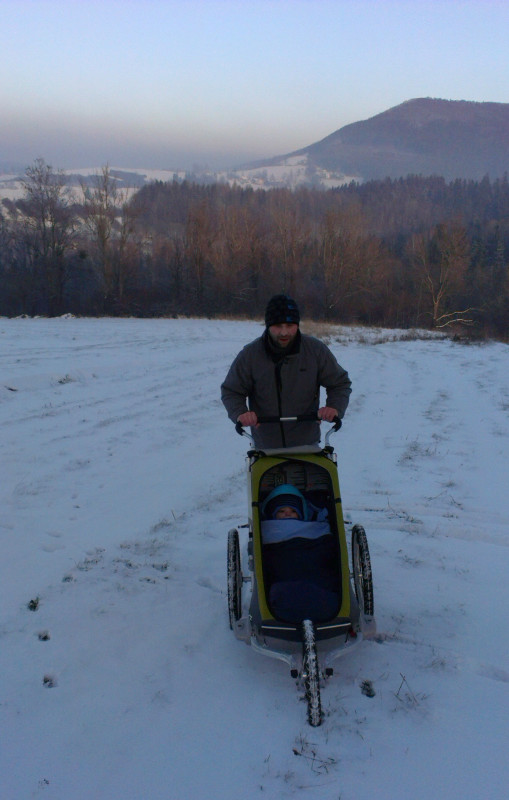 První letošní sníh, foceno na hranicích s Polskem