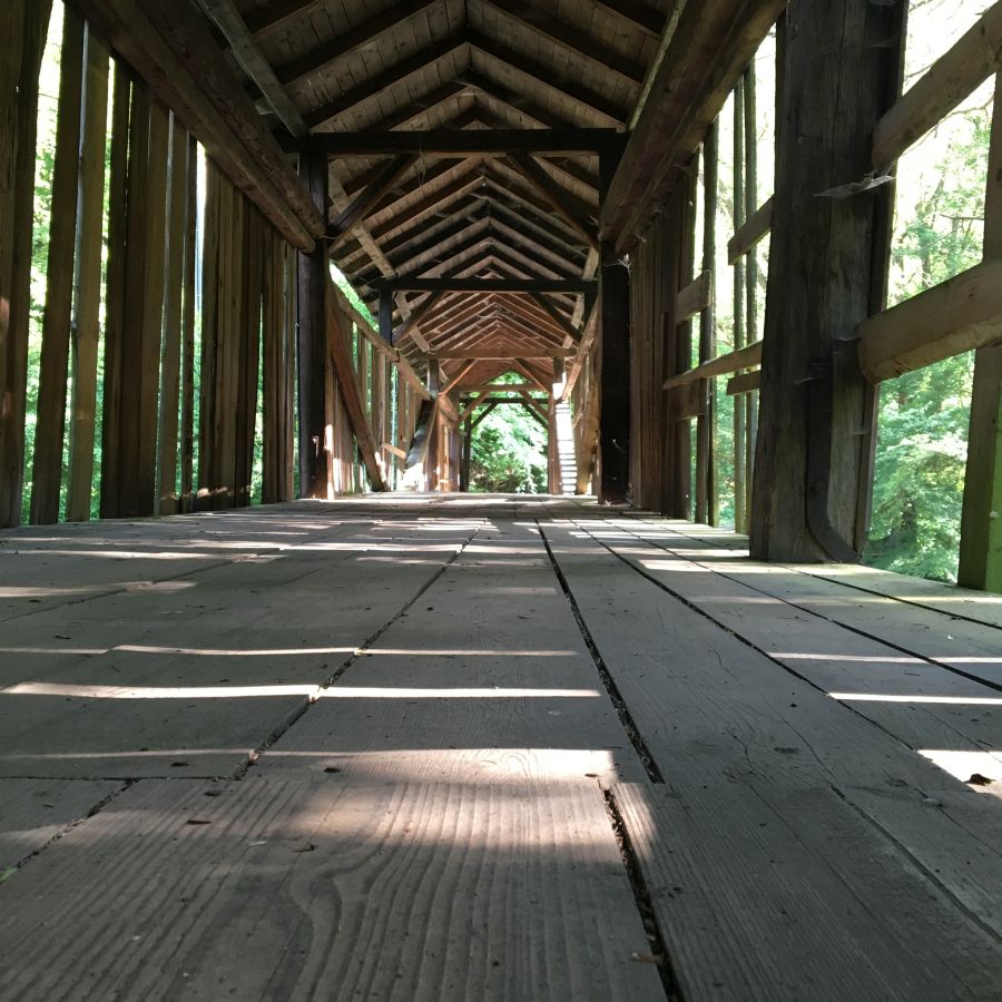 Cyklostezka vede přes dřevěný most