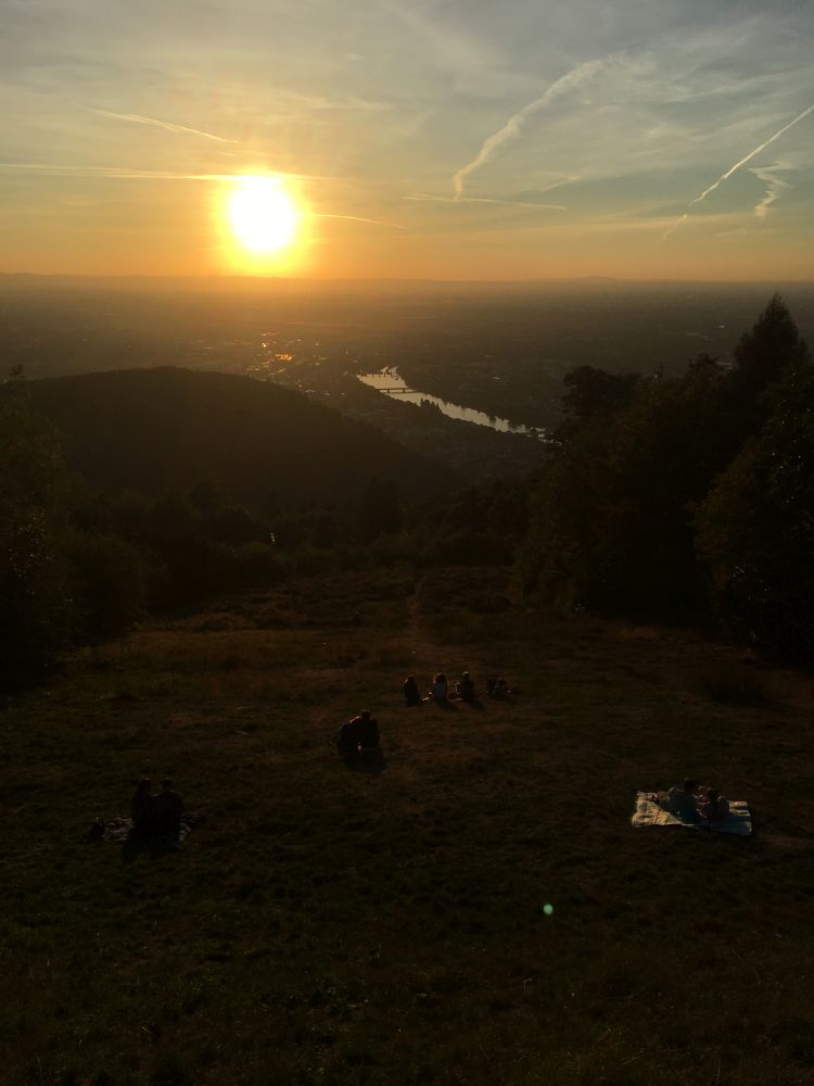 Západ slunce na kopci nad Heidelbergem