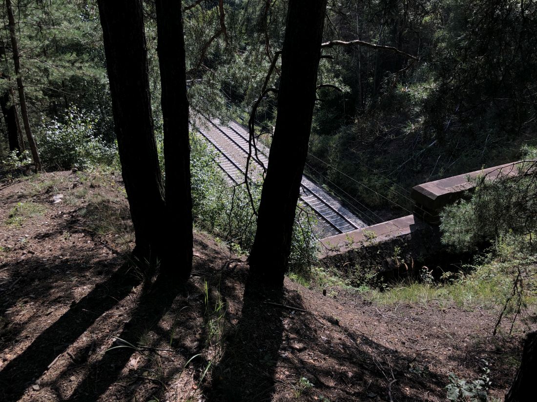 A jdeme dál, po pěšince kolmo nahoru nad tunel