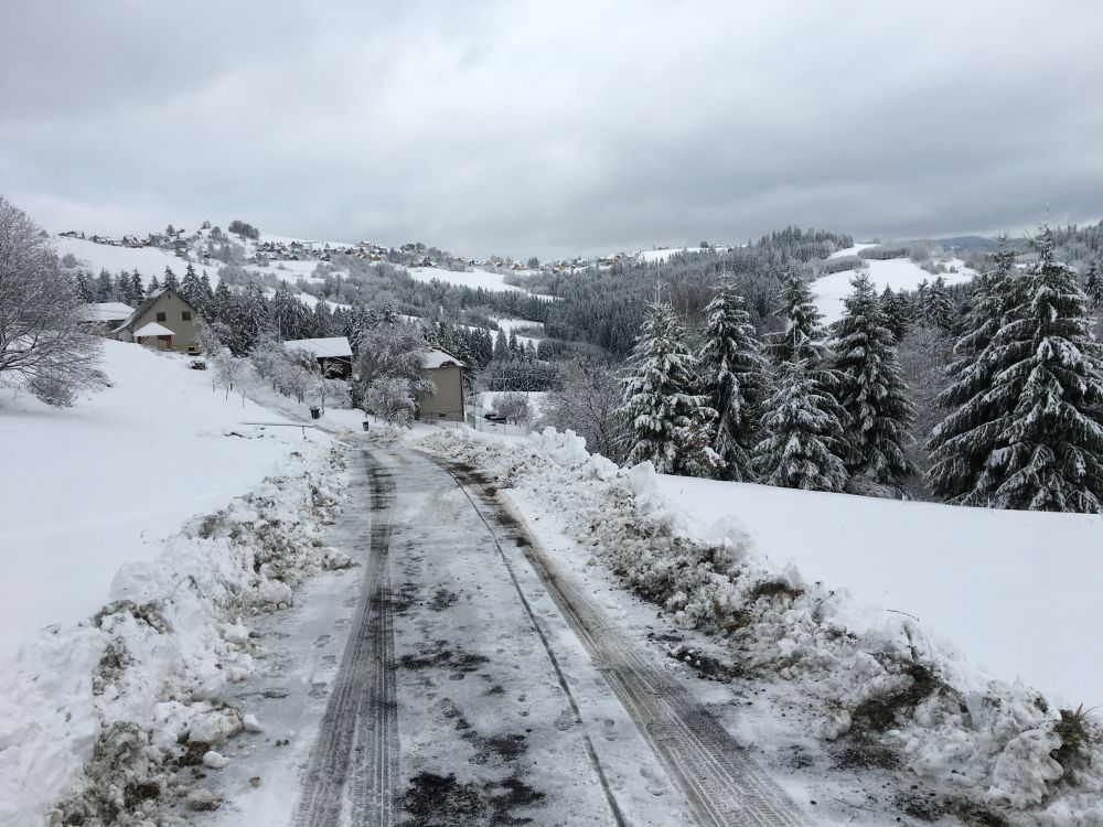 Míříme k trojmezí, domečky vzadu jsou už v Polsku