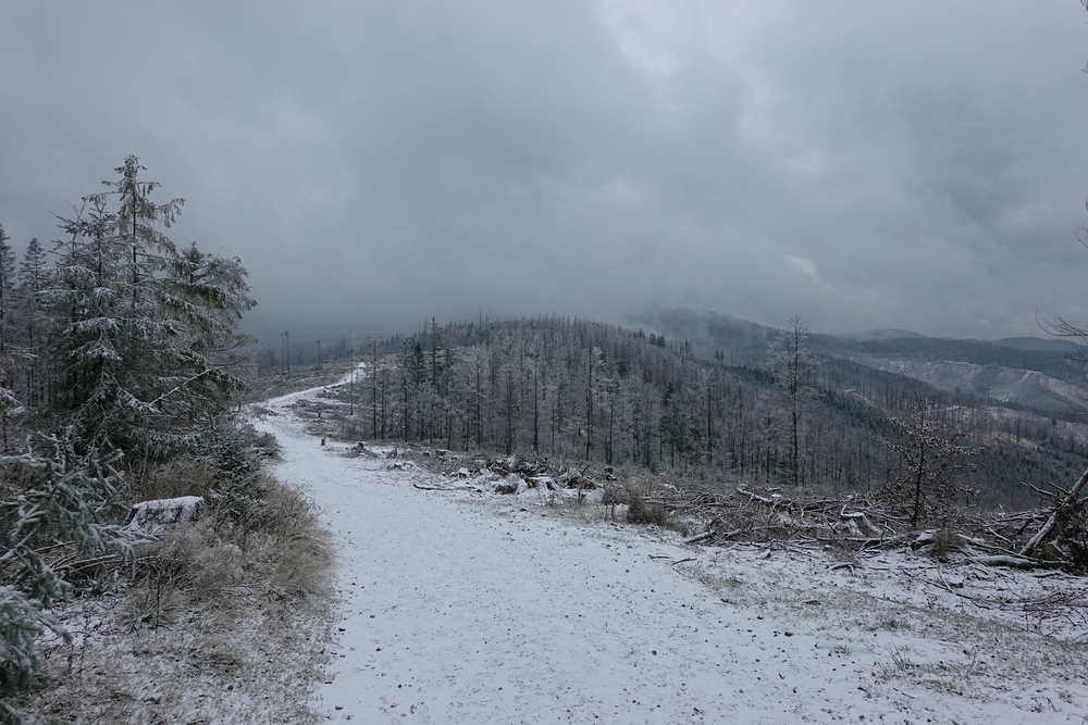 Velký Polom se schovává v mlze