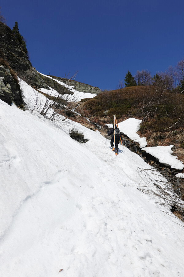 Lyže na batoh a nahoru