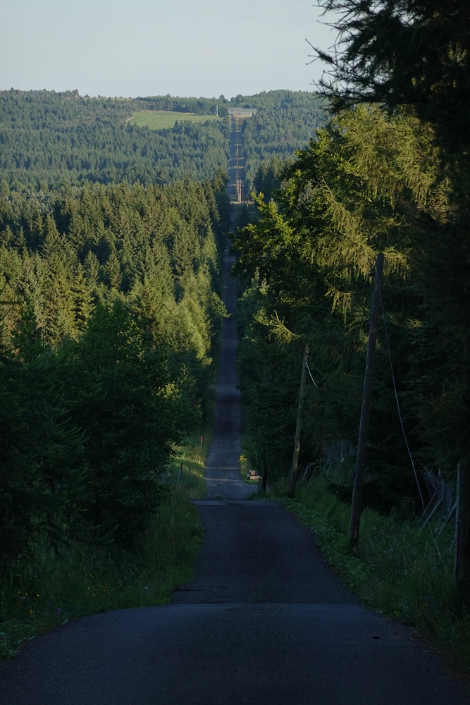 Cesta z Bradáčova, po které jsem jel zpátky domů