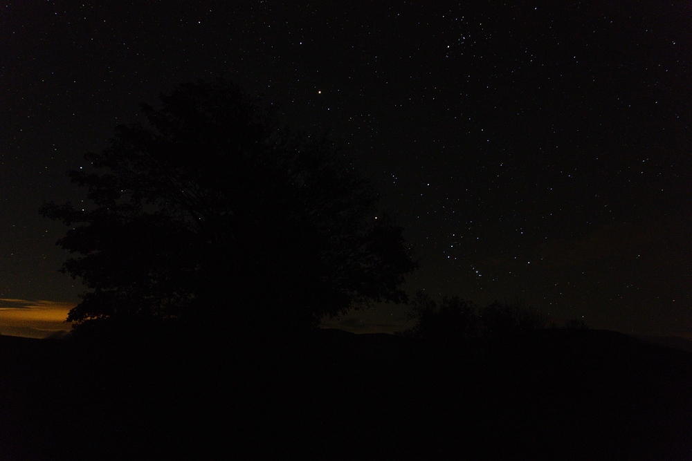 Noční příjezd do Šléglova, je vidět Orion