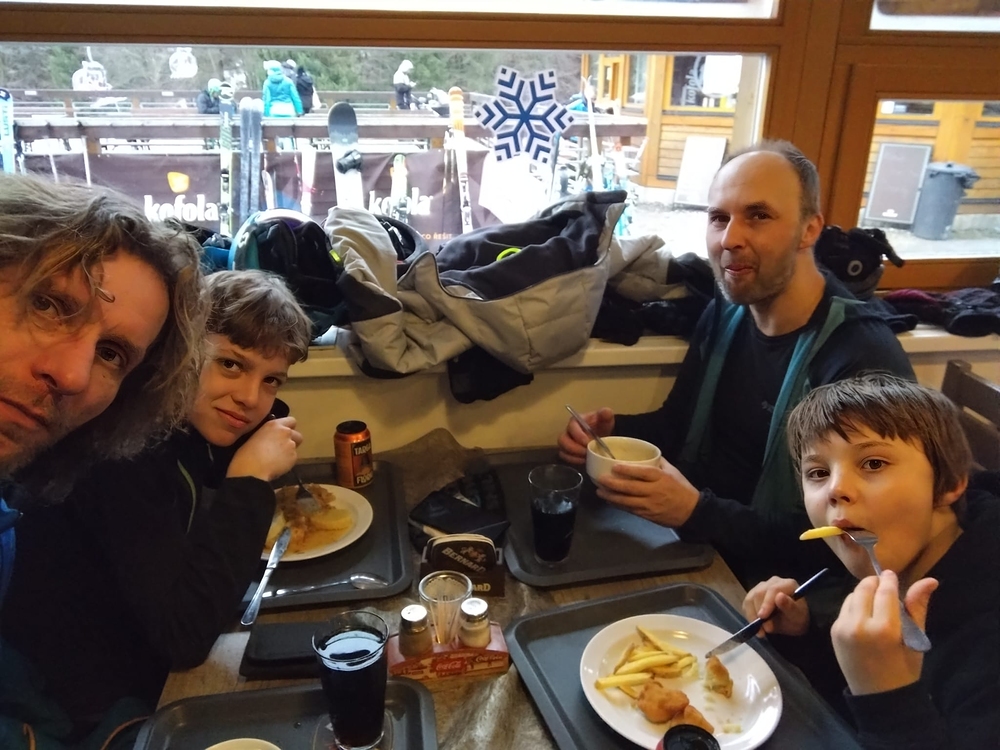 Peťa, Matěj, já a Mates