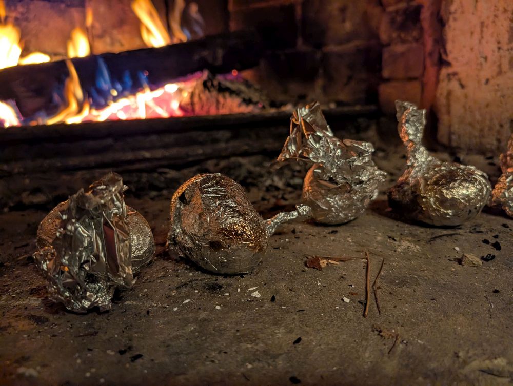 Brambory v popelu pečené