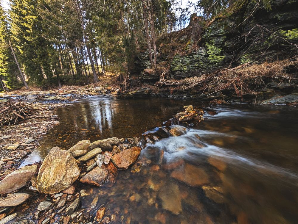 Ráno kousek od auta